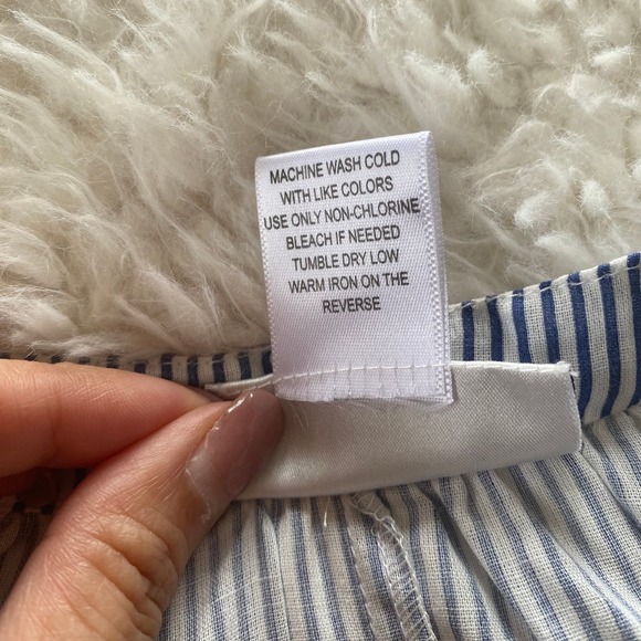 CW Classics Short Sleeve Striped Peplum Top Embroidered 100% Cotton Size Large - Picture 5 of 8